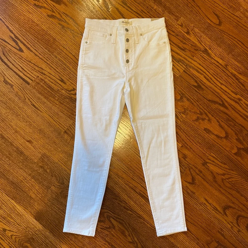 NWT Madewell White 10” High Rise Skinny Crop Jeans - Waist 28 - Picture 1 of 8